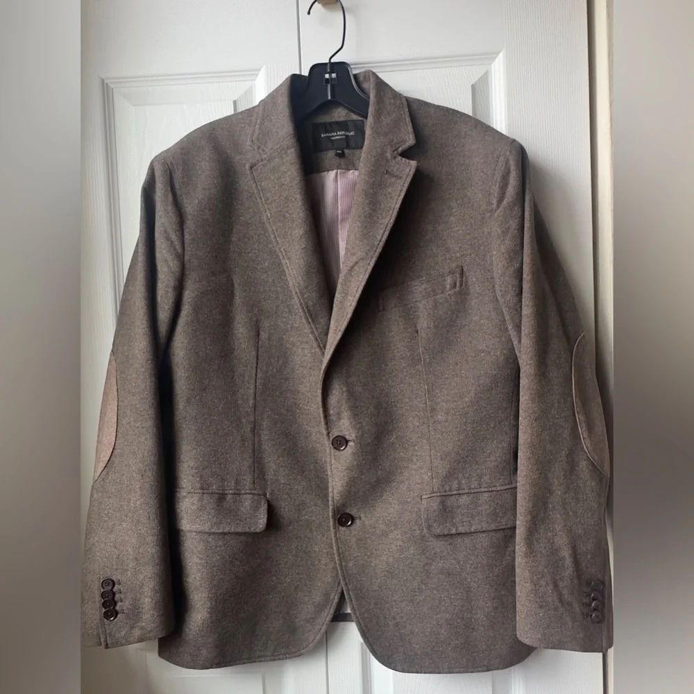 Banana Republic Tailored Fit Suit Jacket Elbow Patches Size 40S -100% Cotton